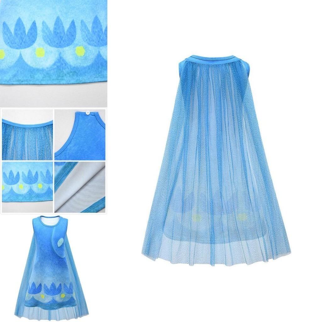 Enchanting Kids Girl Trolls2 Poppy Dress-up Cosplay Costume With Comfortable Cape