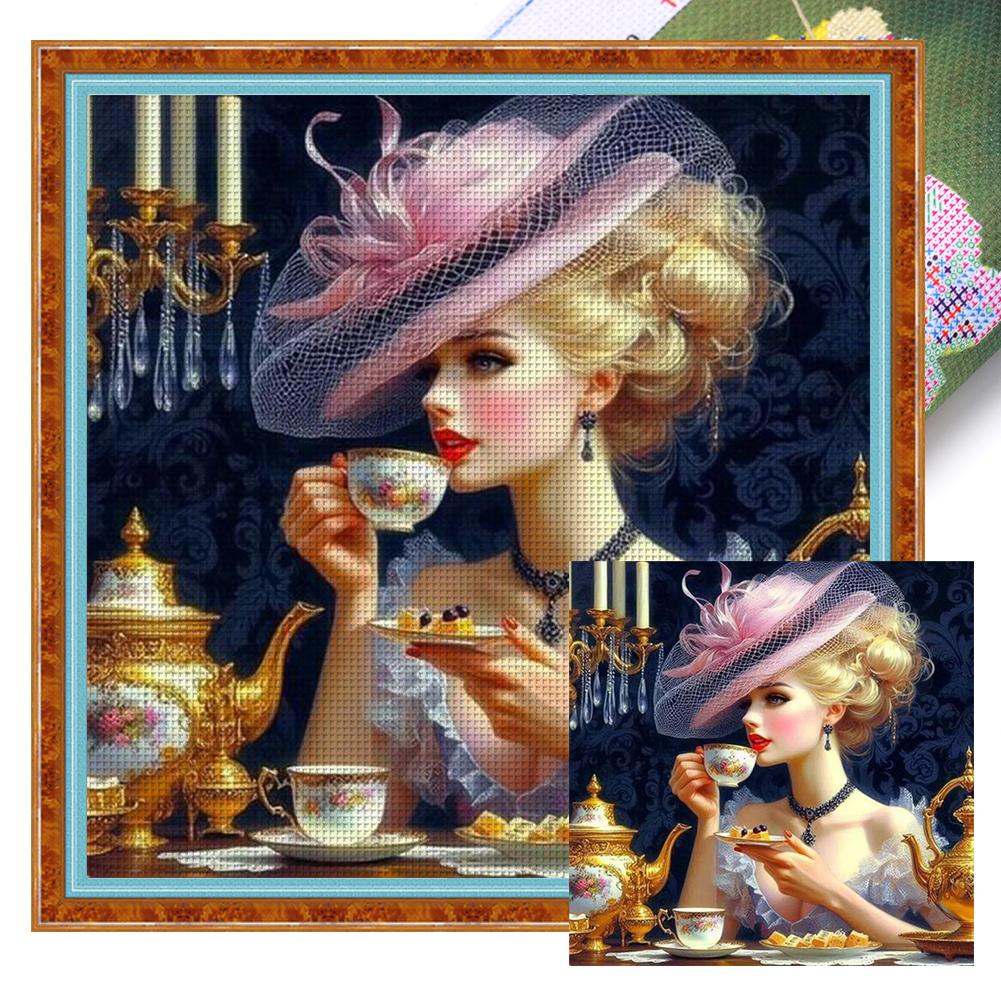 Πλήρες κέντημα Οικολογικό βαμβακερό νήμα 11CT Printed Girl Cross Stitch Kit Art