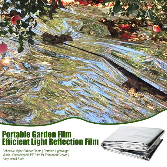 Greenhouse Reflective Film Silver Reflective Mylar Film Garden Covering Foil Sheets Increase Plants Growth for Grow Room First Aid Emergency Survival