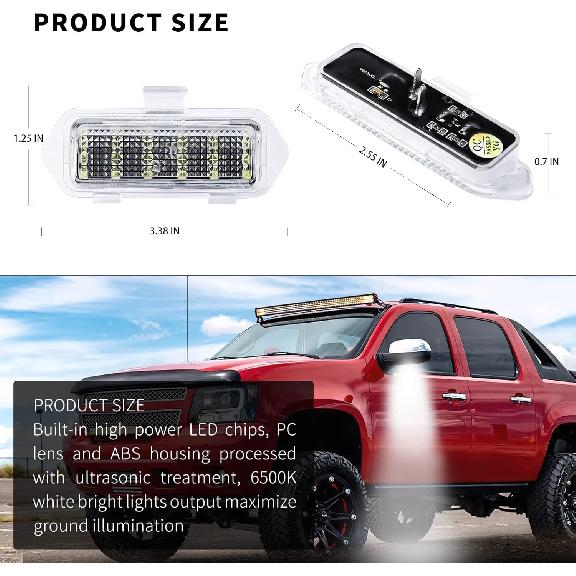 LED Puddle Mirror Lights for Chevy Silverado 1500 Classic Avalanche 1500 2500 GMC Sierra 1500 Classic Cadillac Escalade/Escalade ESV EXT Yukon XL