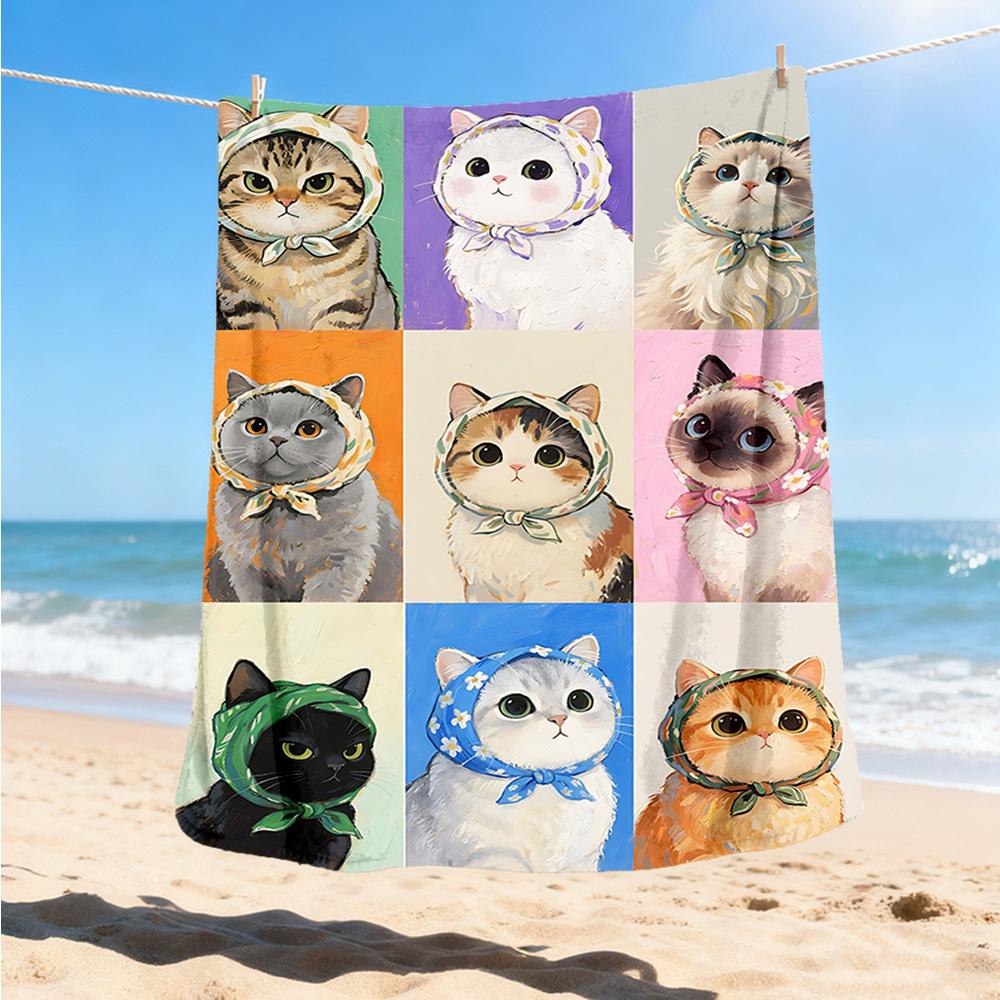 1 шт. Кот с шарфом, уличный фланелевый плед, мягкий, для всех сезонов, полиэстеровое покрывало, идеально подходит для пикников и путешествий, аксессуар для пикника 80x120cm