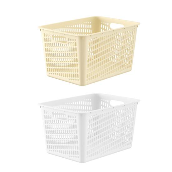 4Pcs Storage Baskets with Handle Large Capacity Hollow Breathable Stackable Decorative Toys Clothes Storage Containers