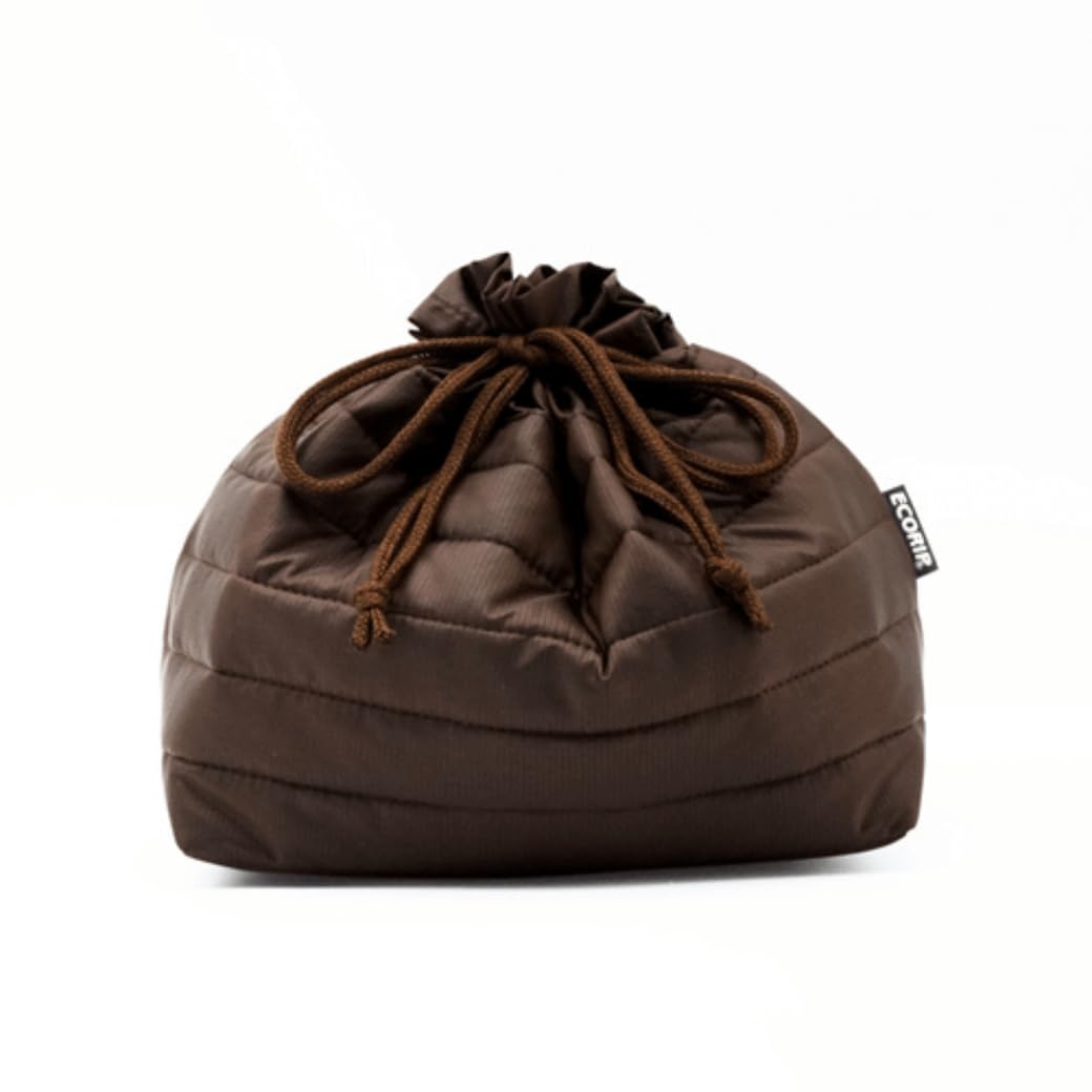 

padou [Ecorip] Ecorip Cooler Drawstring Bag, Large (Brown), Water-Repellent, Lightweight, Recycled Fiber, Washable, Foldable, Lunch Bag, Bento Bag,