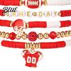 Football Party Accessory Game Day Bracelets Stackable Sports Charm Elasticated
