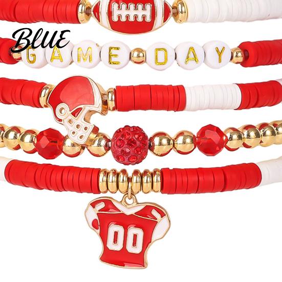 Football Party Accessory Game Day Bracelets Stackable Sports Charm Elasticated