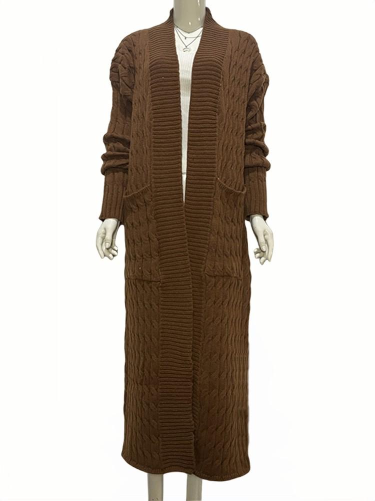 2025 European & American Women's Casual Long Sleeve Plus Size Cardigan - Autumn/Winter New Arrivals