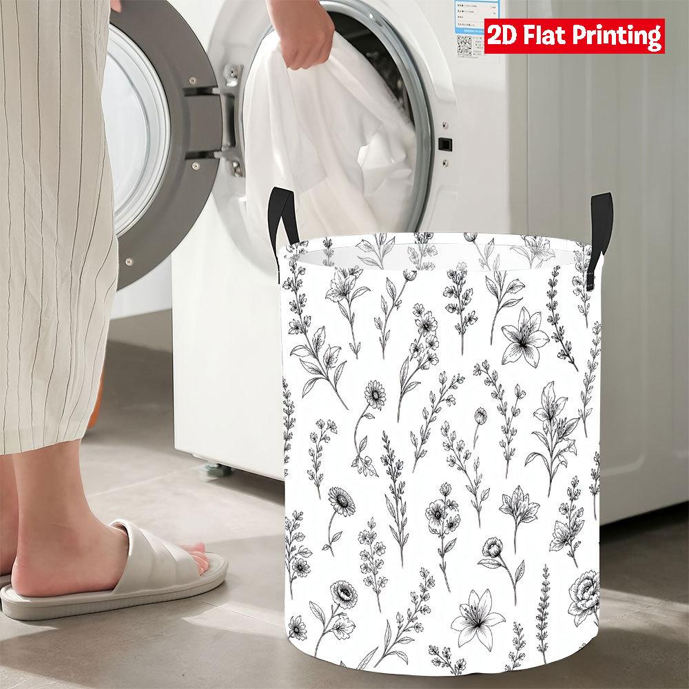 Collapsible Laundry Basket Large Round Waterproof Fabric Hamper Dirty Clothes Storage Bin Toy Organizer with Handles