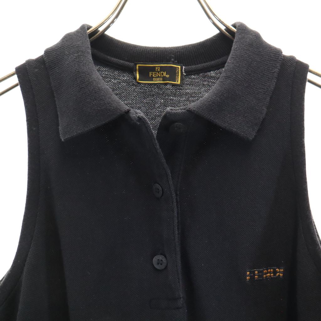FENDI made in Italy No sleeve Polo one piece 44 black Fawn Women Used