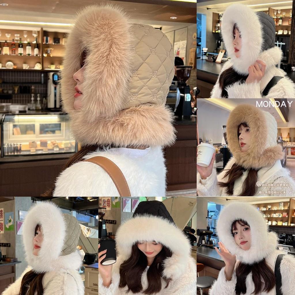 Pattern Plush Checkered Hat Women Winter Ear Protection Outdoor Warmth Cap Gift