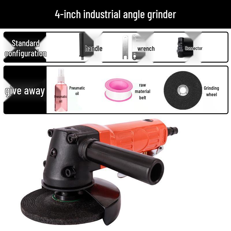 4" Pneumatic Angle Grinder, 5" Industrial-Grade Multipurpose Air-Powered Polisher & Cutter.