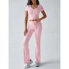 Women's Sets Casual Solid Color Short-sleeved Round Neck Navel-baring T-shirt and Trousers 2-piece Set Clothes Sale
