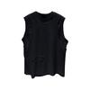Men Summer Casual Vest O-neck Sleeveless Loose Fit Tank Tops Solid Color Ripped Holes Street Style Vest Bottoming T-shirt