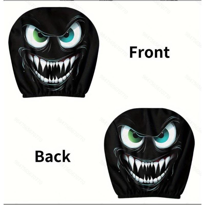 2PCS Funny Cartoon car headrest Cover, Cute Funny Eyes, Suitable for Halloween, Christmas car Universal Elastic Models Funny Decoration