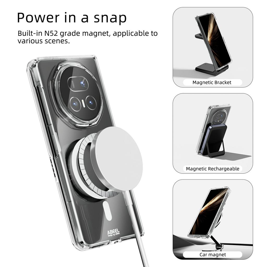 ABEEL For Honor Magic V5 5G Magnetic Case Clear PC Anti Scratch Phone Cover