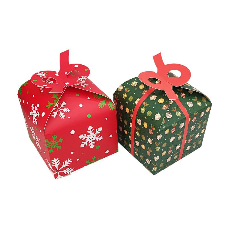 WTEMPO Christmas Gift Boxes Creative DIY Foldable Printed Treat Boxes Holiday Party Favor Supplies Xmas Presents Packaging Boxes