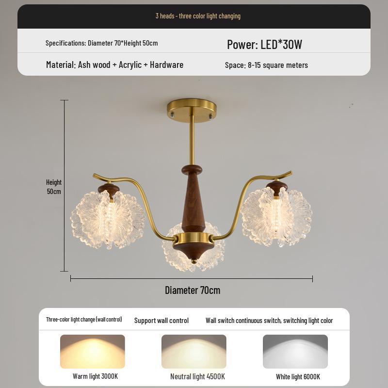 Retro American Chandelier: Versatile Living Room, Bedroom & Dining Lamp with Persimmon Design