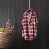 Women Mid‑Length Plaid Shirt Loose Lazy Style Vintage Long Sleeve Blouse Outerwear For Autumn