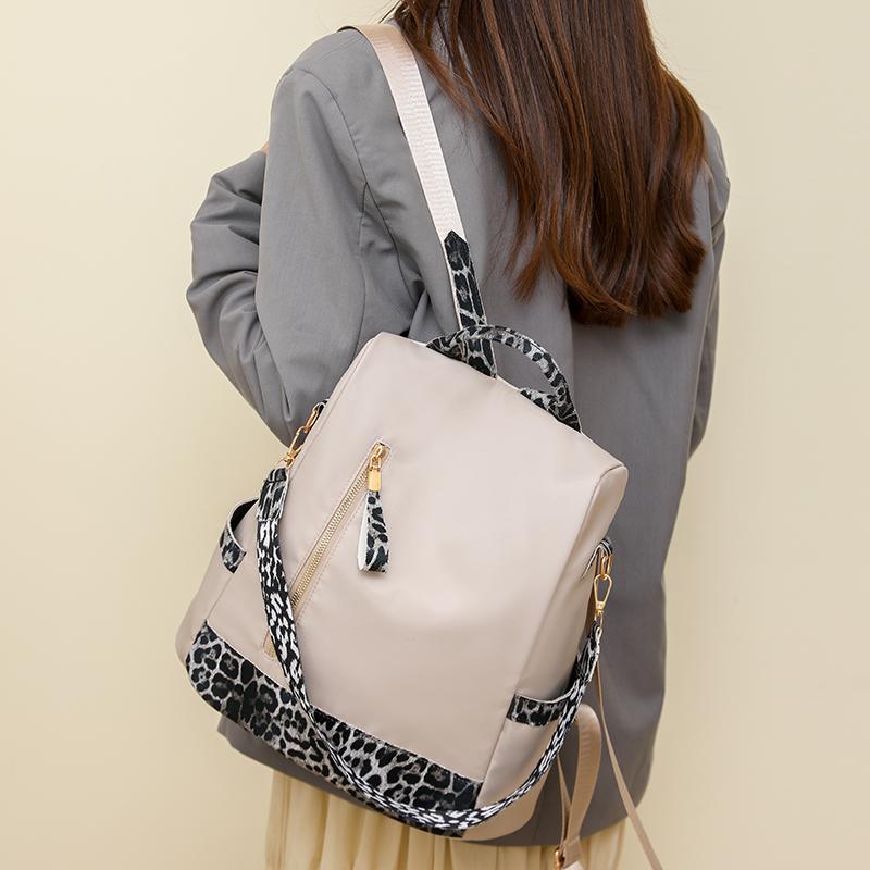 Women's Leopard Print Backpack Anti-Theft Travel Backpack Student Schoolbag