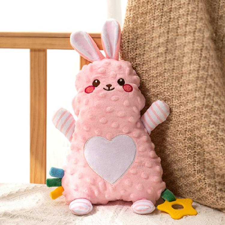 Soft Plush Stuffed Animal Teething Toy for Babies with Cracker Paper Teether and Texture Designs for Newborns Comfort