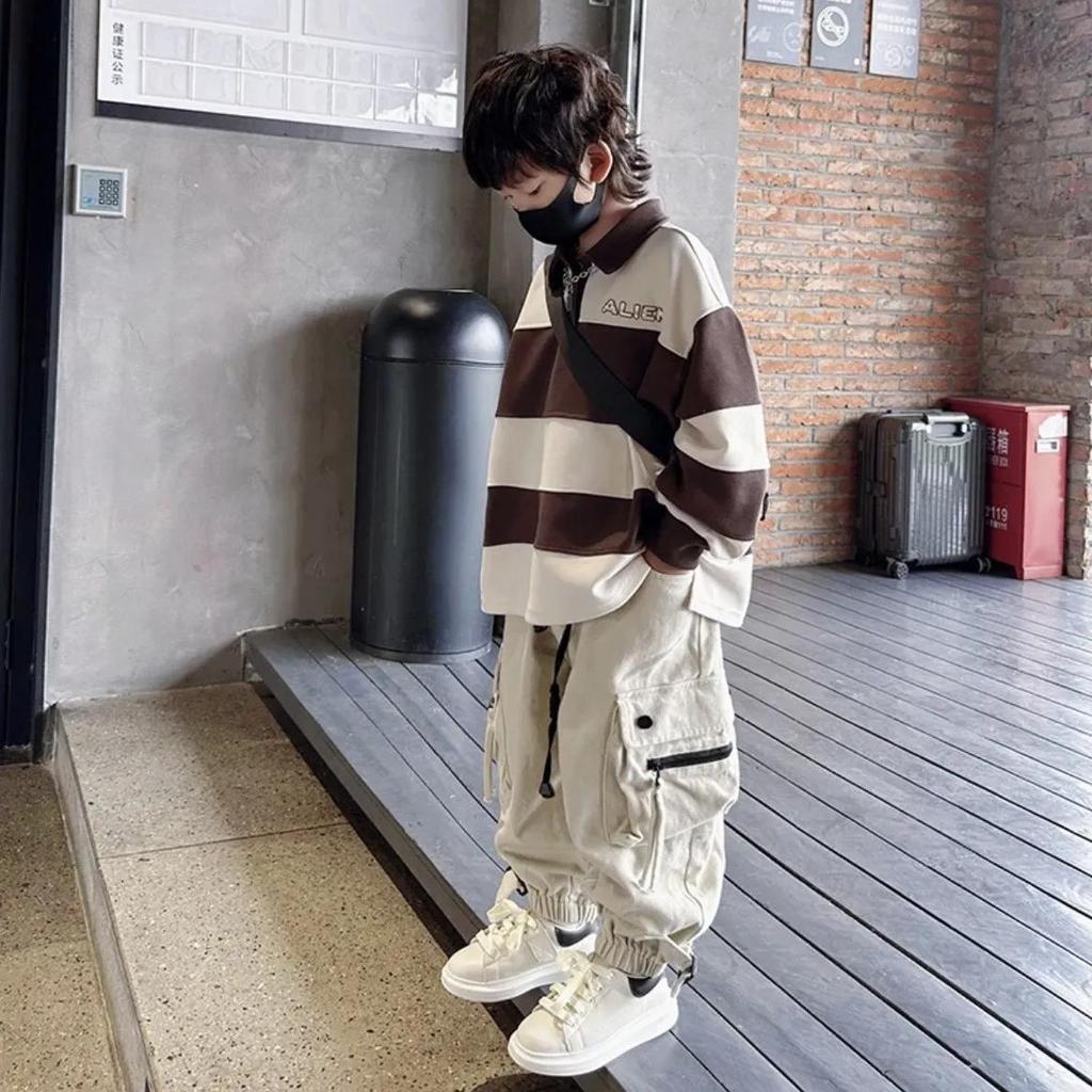 Pantaloni Cargo Casual Primavera Autunno per Ragazzi Bambini Grandi Pantaloni Lunghi Sportivi Streetwear Adolescenti Pantaloni Larghi
