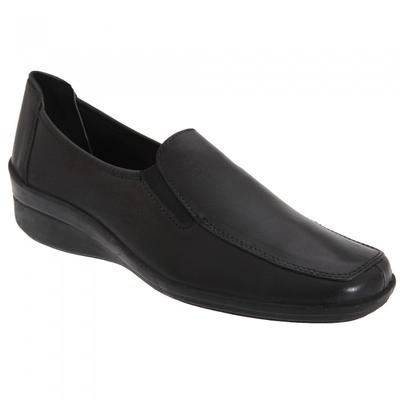 Womens/Ladies Flexible Softie Leather Twin Gusset Casual Shoes