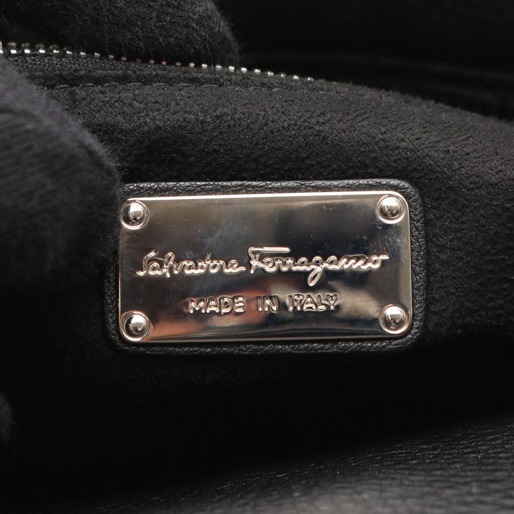 Used Salvatore Ferragamo Gancini Handbag leather Black Used Women