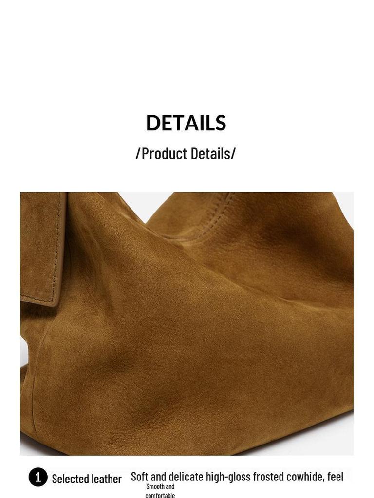 High-End Frosted Genuine Leather Cowhide Shoulder Bag - Women's Luxury Crossbody Tote Handbag