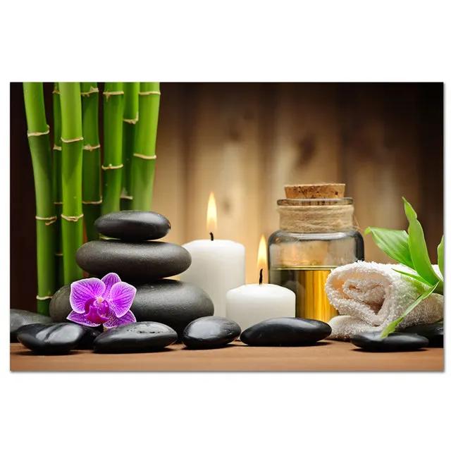 ZEN Poster Stone Bamboo Water Drops Green Leaf Still Life Meditation Wall Art Picture Canvas HD Print Buddha Home Decor Painting