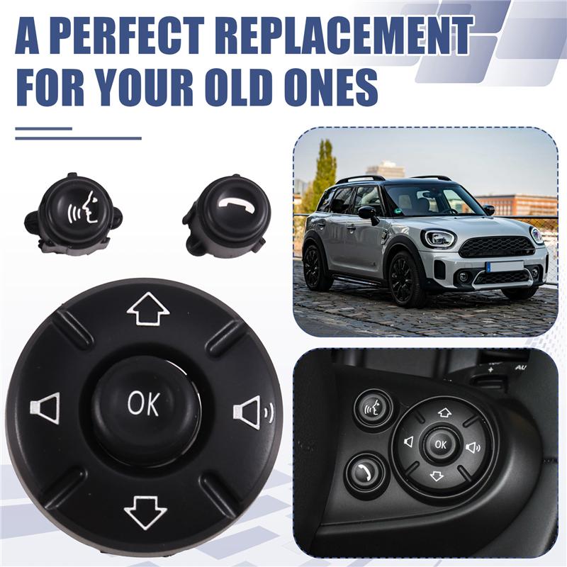 A58X-For MINI Cooper F60 F57 F56 F55 Steering Wheel Control Button Multifunction Lid 61319360507 61319360508 Car Accessories