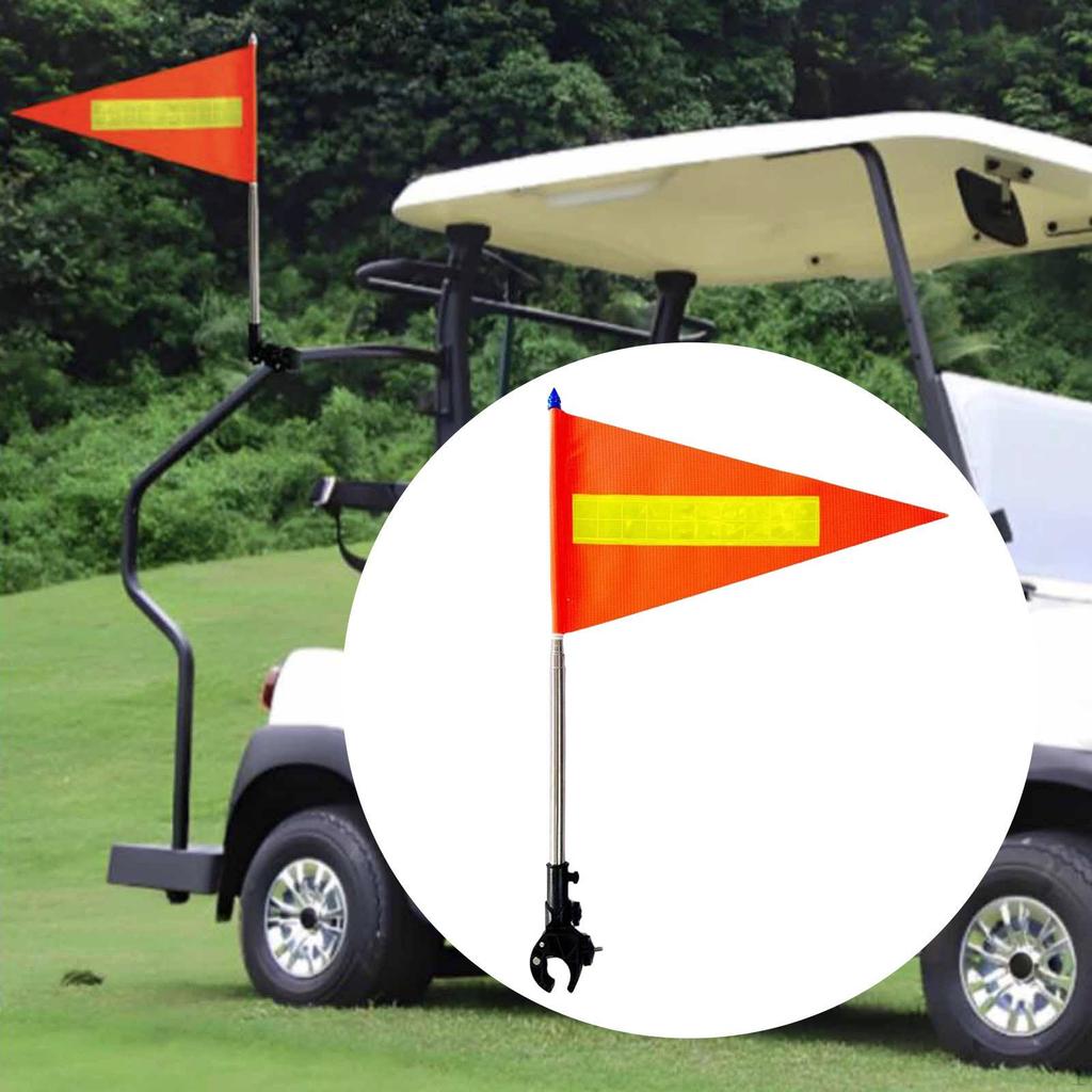 Golf Cart Flag Pole Kit Holder Accessories High Visibility Night Outdoor Telescopic for