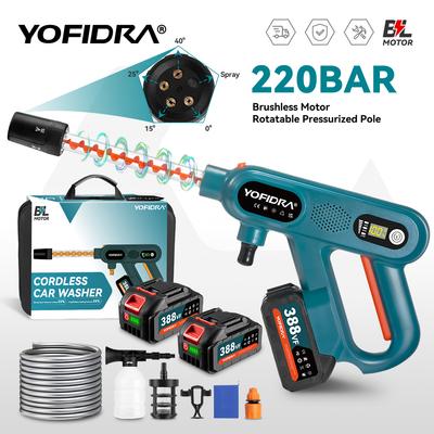 220Bar Fırçasız Elektrikli Yüksek Basınçlı Yıkama Tabancası 3 Vites Güç Ev Araba Yıkama Su Püskürtme Tabancası Makita 18V Pil için