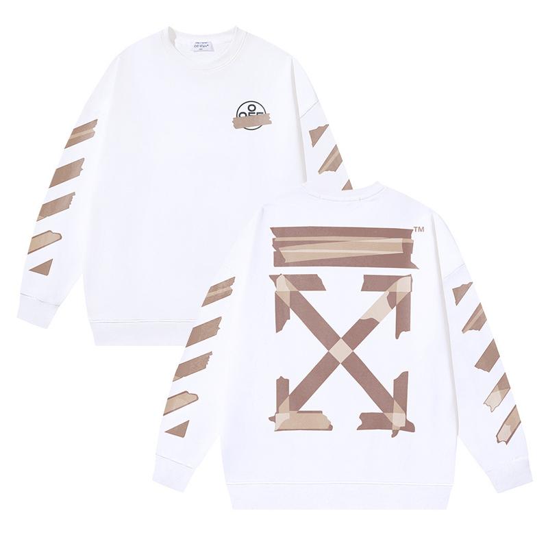 Off-White 2026 Autumn and Winter New OW Tape Arrow Pattern Printed Men's and Women's Round Neck Hoodie