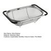 Over The Sink Colander Fine Mesh Stainless Steel Strainer Kitchen Sink Oval Colander with Expandable Rubber Grip Handles for Straining Draining
