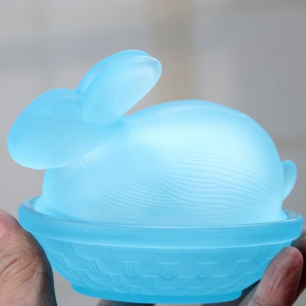 

Glass Easter Rabbits Candy Dish Festive Snacks Bowl Cute Rabbit Storage Jar Tabletop Display синій