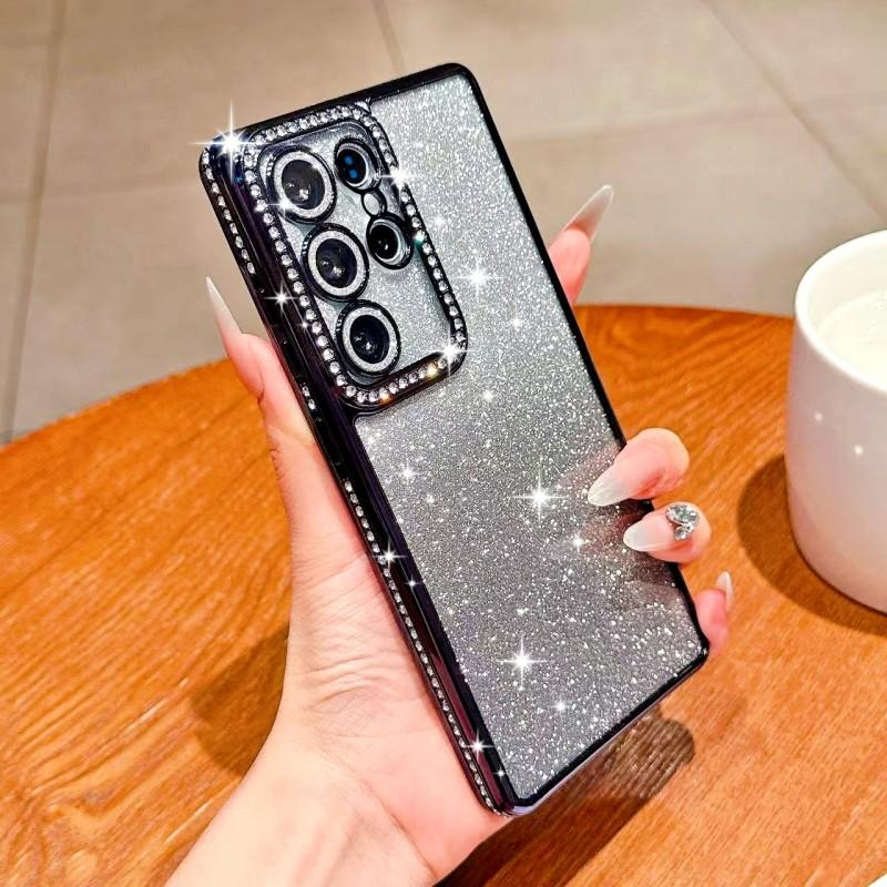 Diamond Case For Samsung Galaxy S25 Ultra S22 S23 Plus S24 S21 S20 FE A56 Glitter Shockproof Plating Clear Soft TPU Cover