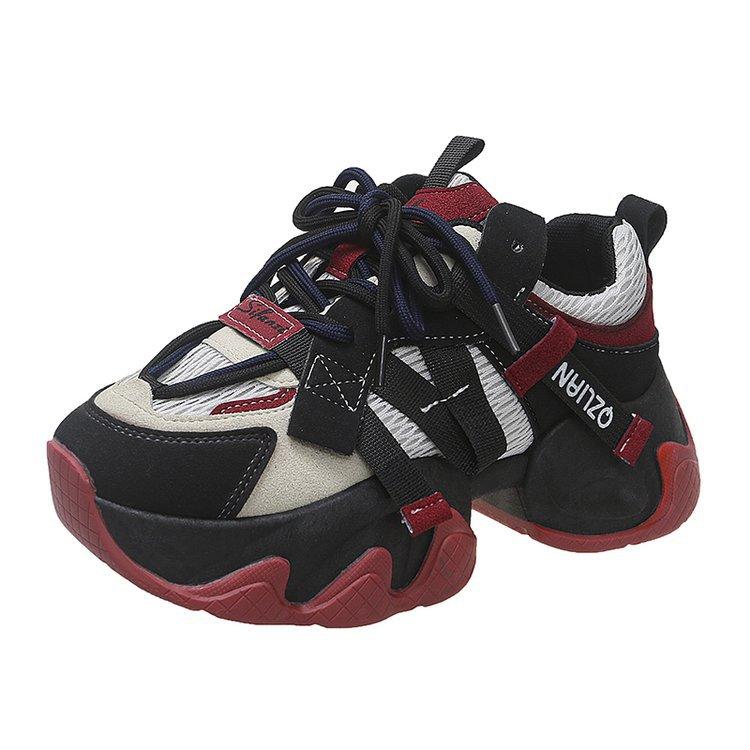 

Dad Shoes Girl 2025 Autumn New Versatile Fashion Color Matching Casual Lace-Up Muffin Shoes Platform Height Enhancing Sneakers 40