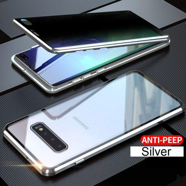 Privatsphäre Anti-Peeping Metall Magnetisch Doppelseitige Glas Hülle Für Samsung S26 S25 Ultra S22 S20 S21 S10 S9 S8 Note 20 10 9 8 Plus Ultra A71 A51 A70
