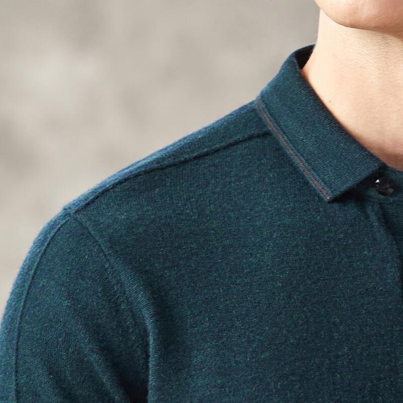 Antonio Men's 100% Merino Wool Long Sleeve Polo Shirt