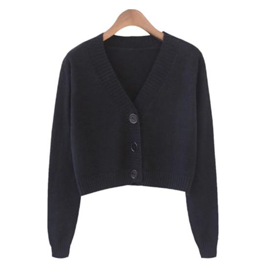 

Женский свитер, пальто с V-образным вырезом и длинными рукавами, однотонный однобортный кардиган, один размер, вязаный укороченный женский весенний свитер, женская одежда зелёный