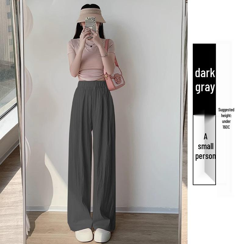 Petite Ice Silk Wide-Leg High Waist Summer Pants for Women