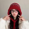 Jacquard Retro Knitted Cold Hat Women's Winter Warm Ear Protection Cold Wool Hat Student Versatile Strap Headgear