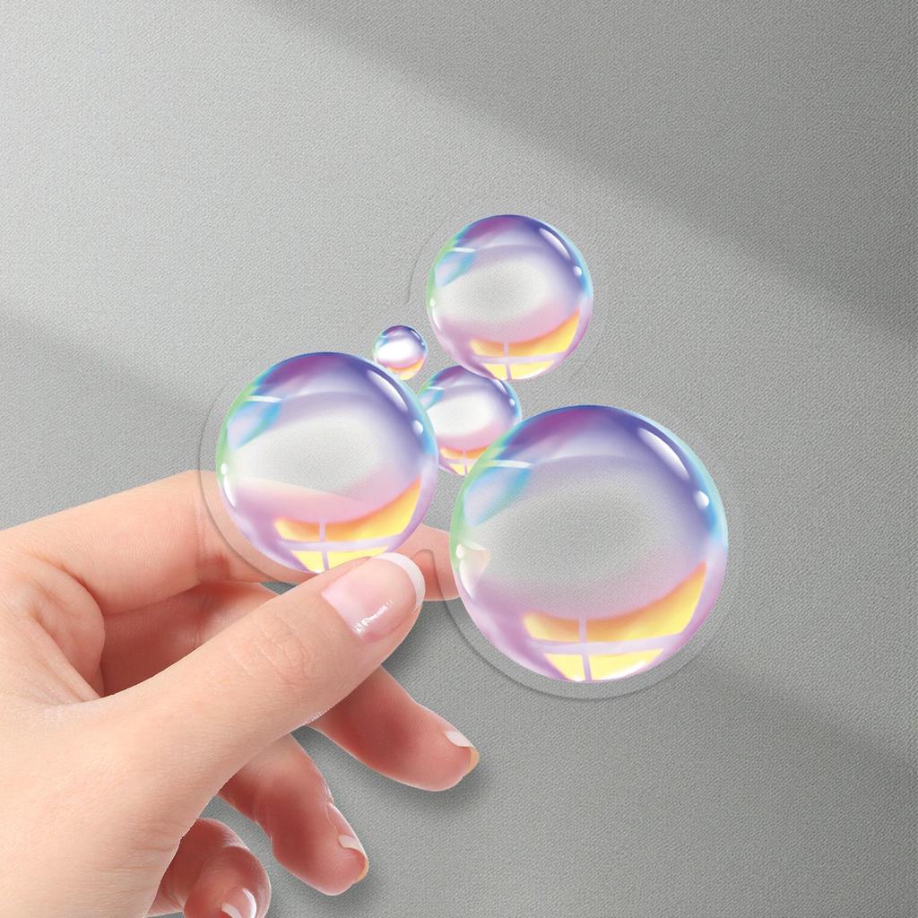 50 Transparent Bubble PET Stickers - Colorful, Small, and Waterproof DIY Journal Decorations