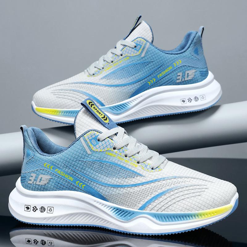 Size 39-44 Spring Autumn Men Knit Mesh Running Sneakers Breathable Comfortable Outdoor Blue Sport Shoes Lightweight Casual Shoes