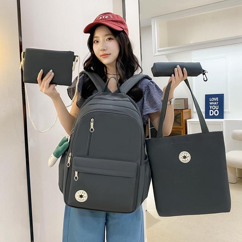 Schoolbag Korean version of women's schoolbag, high school simple contrasting color, American junior high school college student campus
