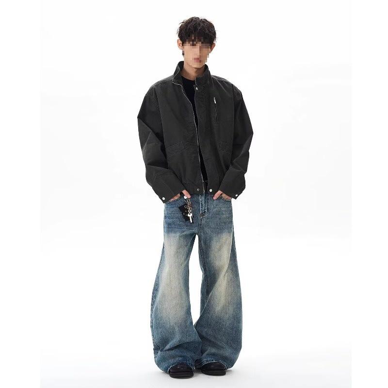 American Style Men's Retro Stand Collar Workwear Jacket - Spring 2025 Short Loose Outerwear Flight Suit