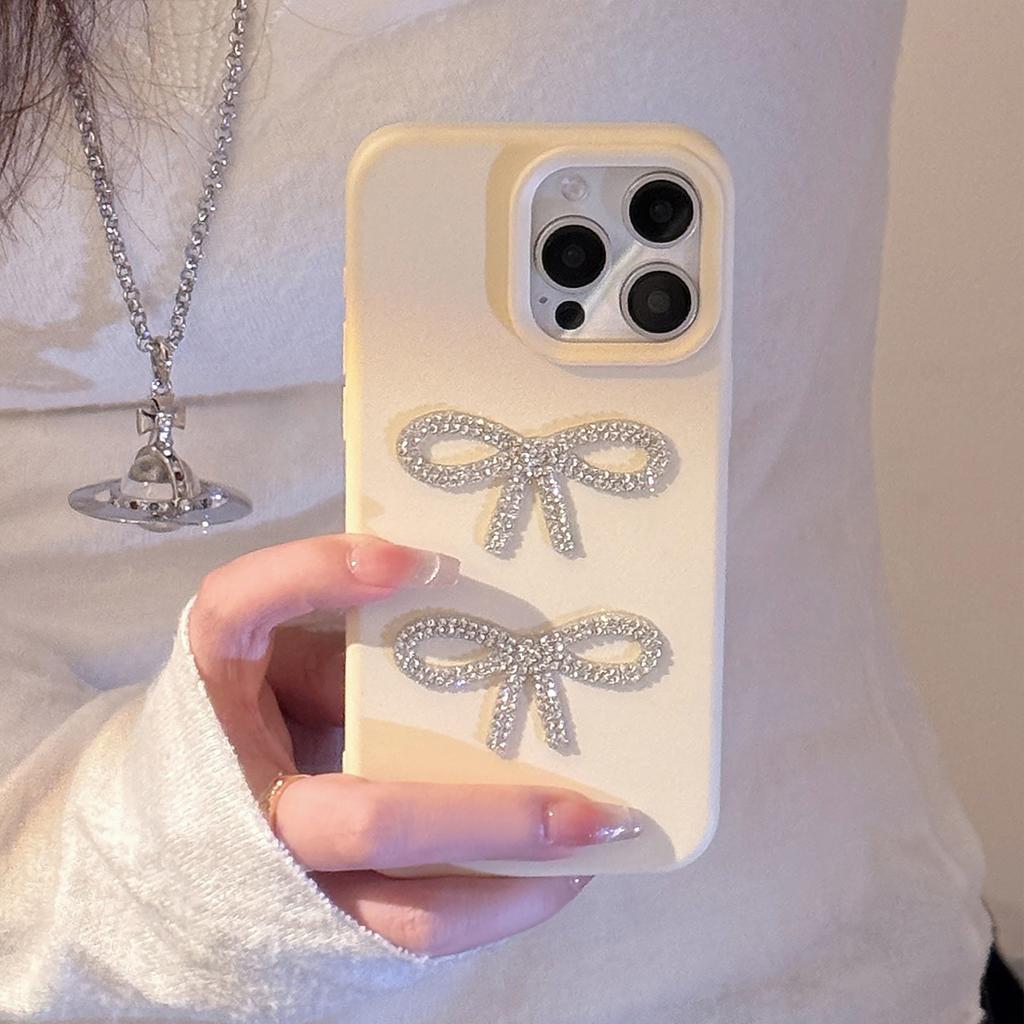 3D Sparkling Diamond Bow Phone Case17Apple16Light Luxury iphone14promax Applicable13Advanced Sense11
