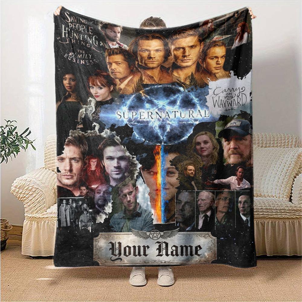 Name Custom Supernatural Hunting Brothers Print Flannel Blanket High Quality Warm Comfortable Cover for All Seasons Perfect for Gifts Home Decor