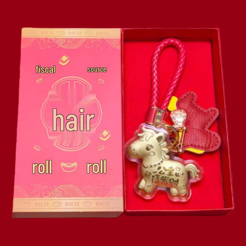 Pure Gold 999 Year of the Horse Keychain Set - Instant Wealth Bag Charm Gift Pendant