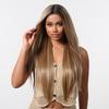 Synthetic 13x6 Lace Wigs Long Brown Ombre Blonde Straight Wig  for Women Daily Party Heat Resistant Fiber Wigs