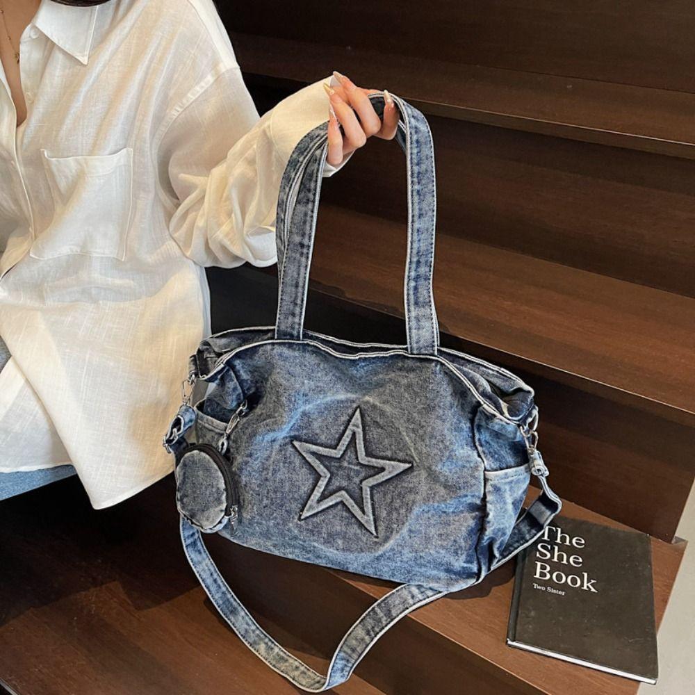 Denim Messenger Bags Vintage Gothic Handbag Casual Women Tote Bags  Daily